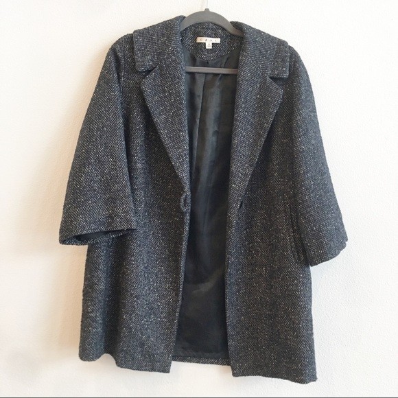 Cabi Blair Oversized Wool Jacket Pea Coat Tweed Navy Pockets #689 Fall Small - Picture 4 of 16